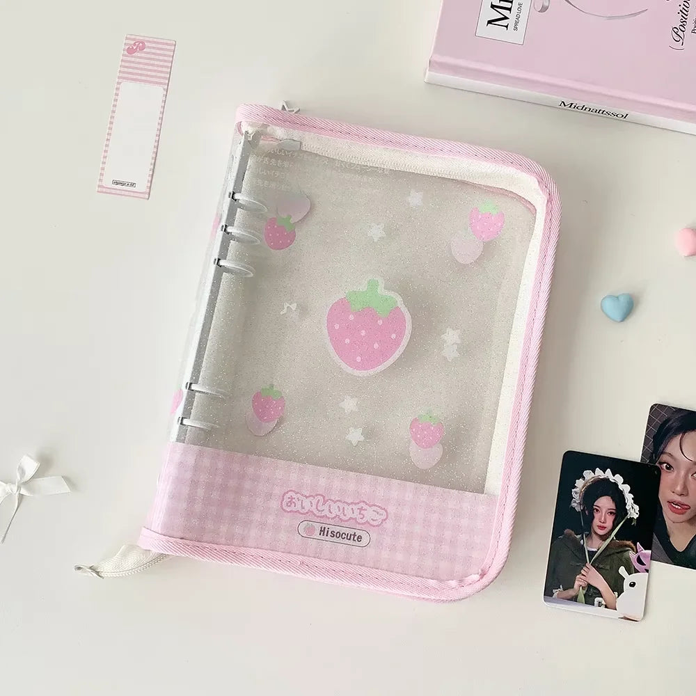 Hot selling Korean INS Fashion A5 PVC Zipper Loose leaf Album Cute Girl Idol Photos 4-Grid Storage Card Holder Photo Frame Gifts