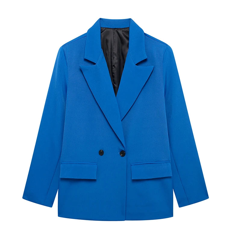 Double Breasted Notched Collar Loose Blazer with Pockets | Inspired by Neslihan Atagül