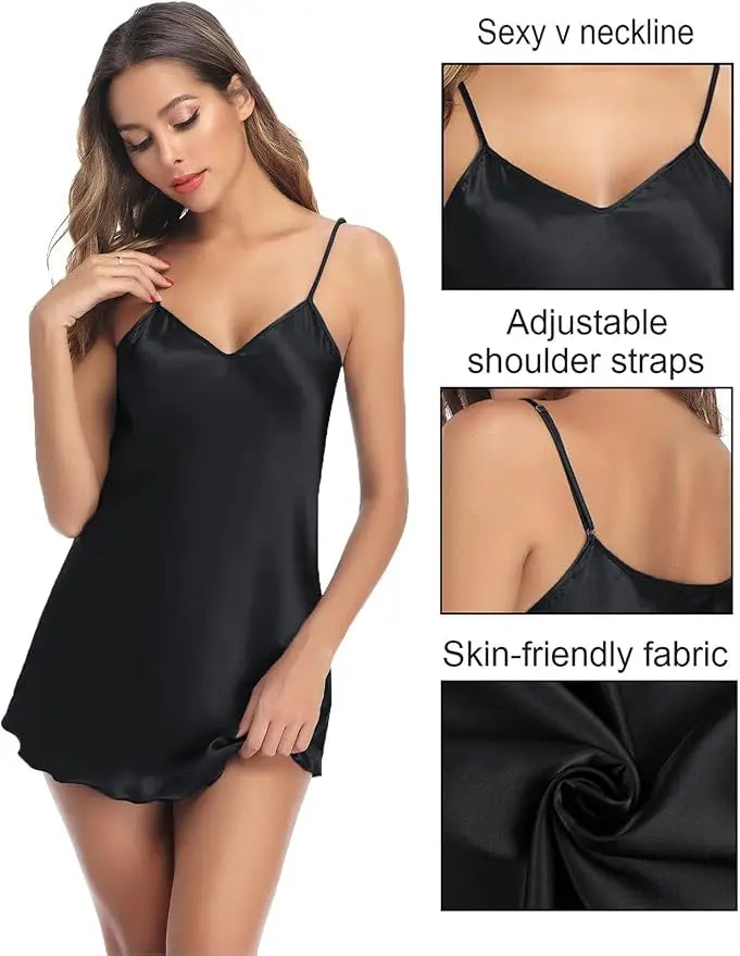 Women's Solid Nightgown Simple and Comfortable Silky Smooth Skin Friendly Available in Various Colors for a Good Night S Sleep