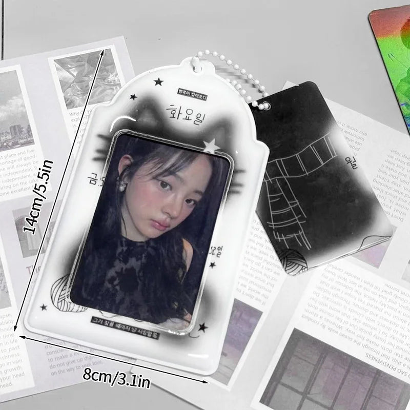Ins Photocards Holder Photocard Display Cover Idol Cards Protective Sleeves Kpop Idol Star Photo Card Keychains ID Card Holder