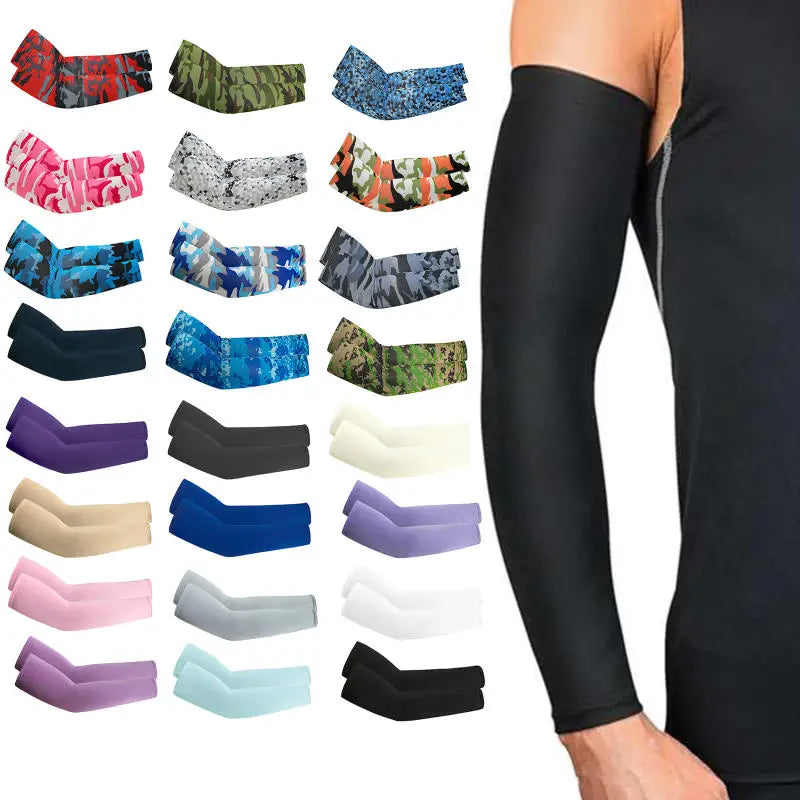 1Pair Arm Sleeves Summer Sun UV Protection Ice Cool Cycling Running Fishing Climbing Driving Arm Cover Warmers For Men Women