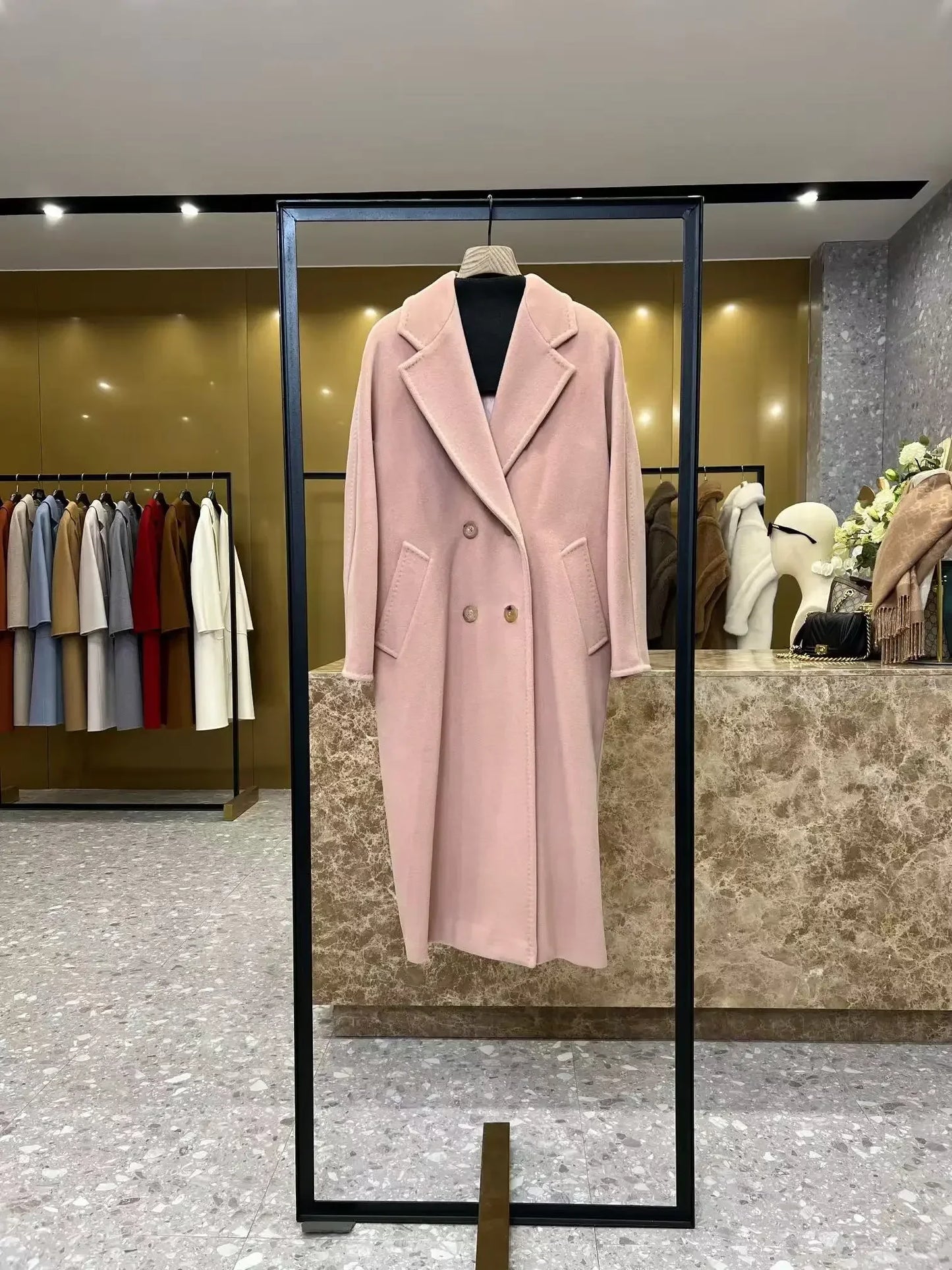 101801 Italy imported double-sided cashmere coat for women medium and long 2025 new original woolen coat for women