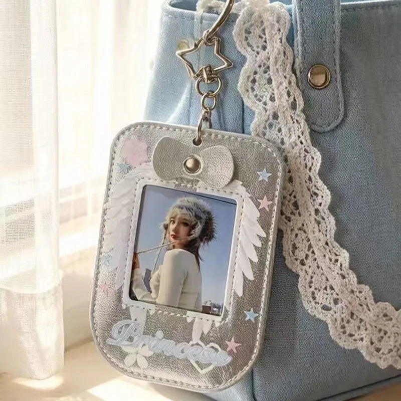 PU Leather INS Card Holder Kpop Photo Cards Sleeves Idol Card Display ID Card Cover 3inch Photocard Protective Cases Keychain