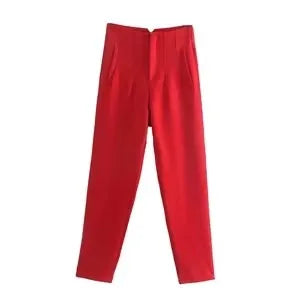 HH Women Vintage Solid Pencil Pants High Waist Pant For Women Casual Streetwear Woman Trousers Office Wear Basic Pant Mujer