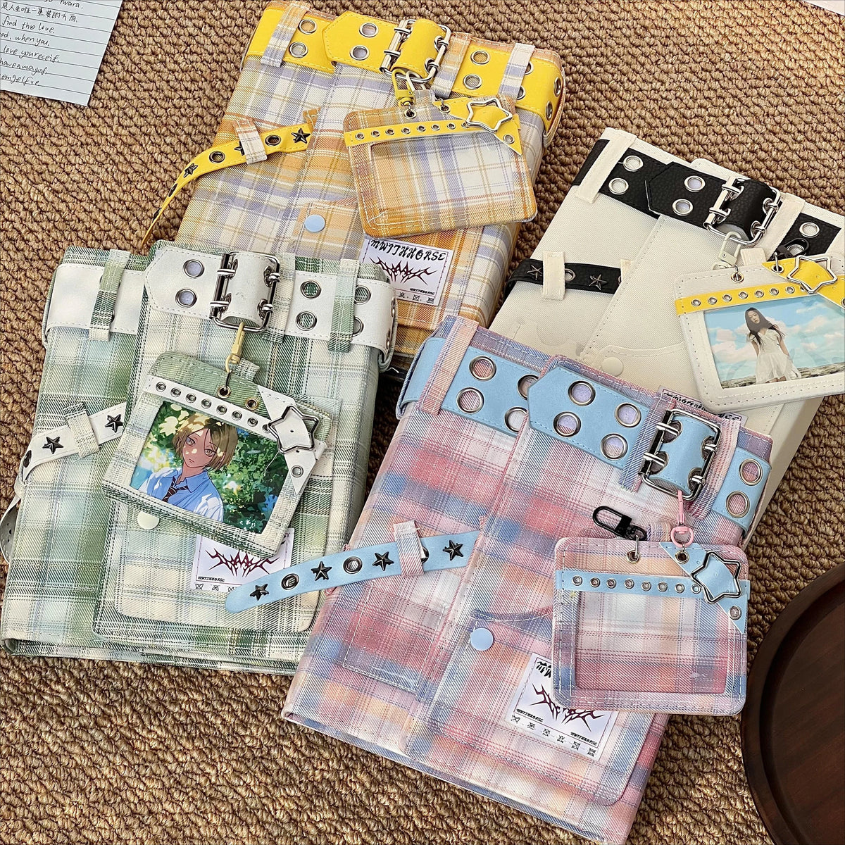 Checkered Star Denim K-pop Photocard Binder