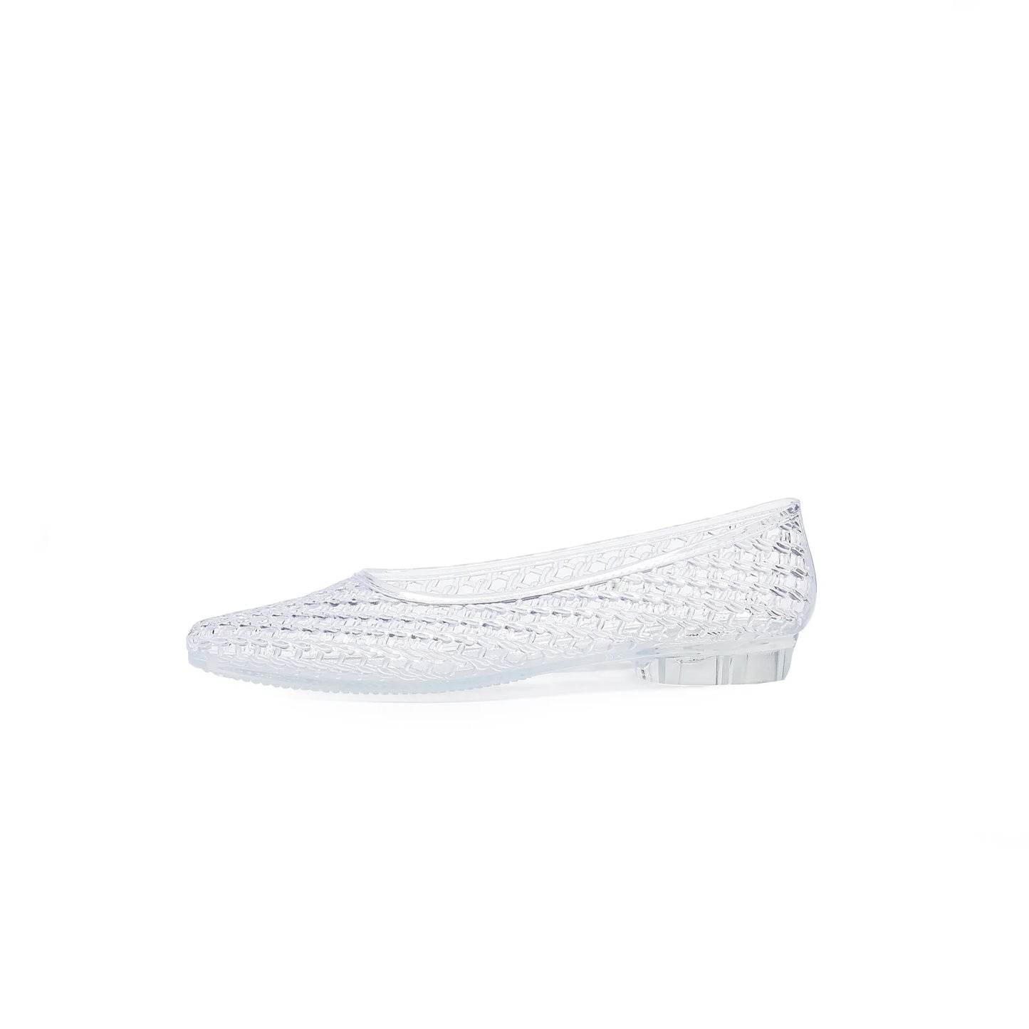 Transparent Crystal Shoes for Women Pointed Toe Hollow-out Flower Decoration DIY Hole Sandals Korean Jelly Shoes Casual Sandals
