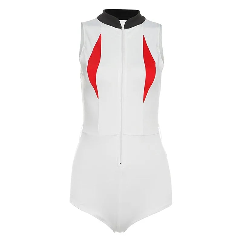 SylCue Sexy Fashion 2 Piece Set Women Zip Cardigan Design Skinny Bodysuits+Car Print Ruffles Mini Skirts Locomotive Style Suits