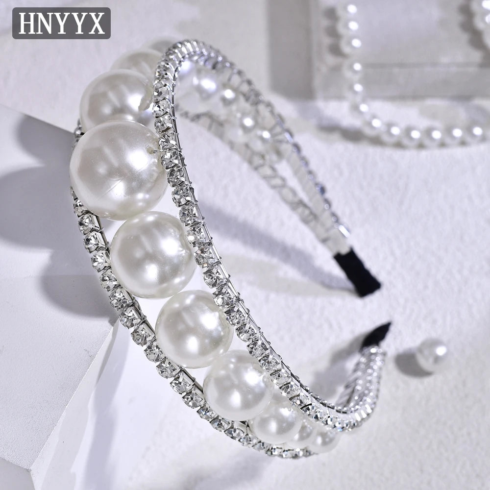 HNYYX Luxury Wedding Headband Full Pearl Hair Accessories Fashion Girls' Hairbands Women Bridal Headwear Jewelry Headpiece A263