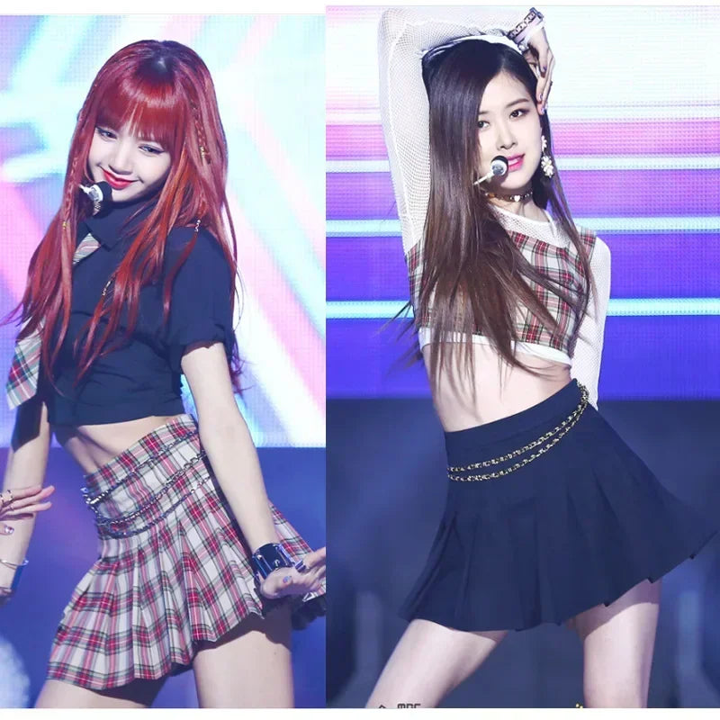 Plaid Crop Top & Pleated Mini Skirt Set | Inspired by Blackpink