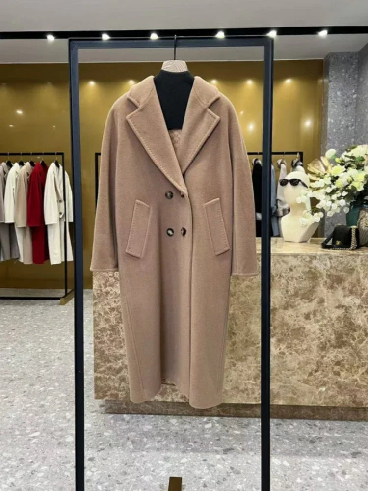 101801 Italy imported double-sided cashmere coat for women medium and long 2025 new original woolen coat for women