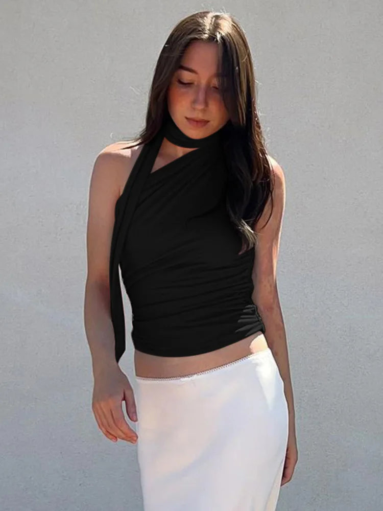 Backless Off-Shoulder Halter Crop Tank Top | Inspired by Winter