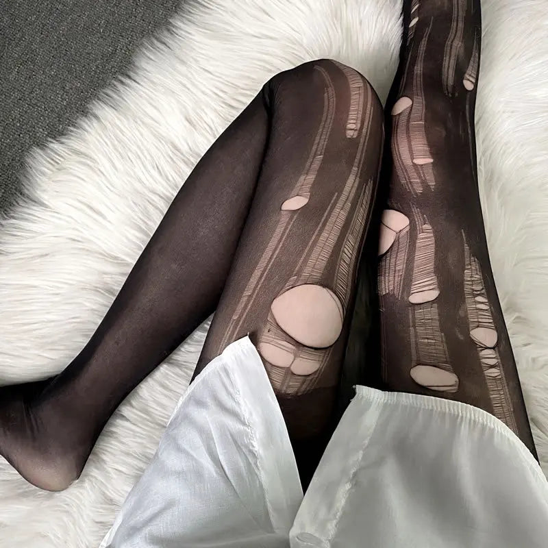Sexy Lingerie Woman Socks Disposable Stockings Hand Torn Hole Socks Thin Style Tearable Fun Pantyhose For Women Tights