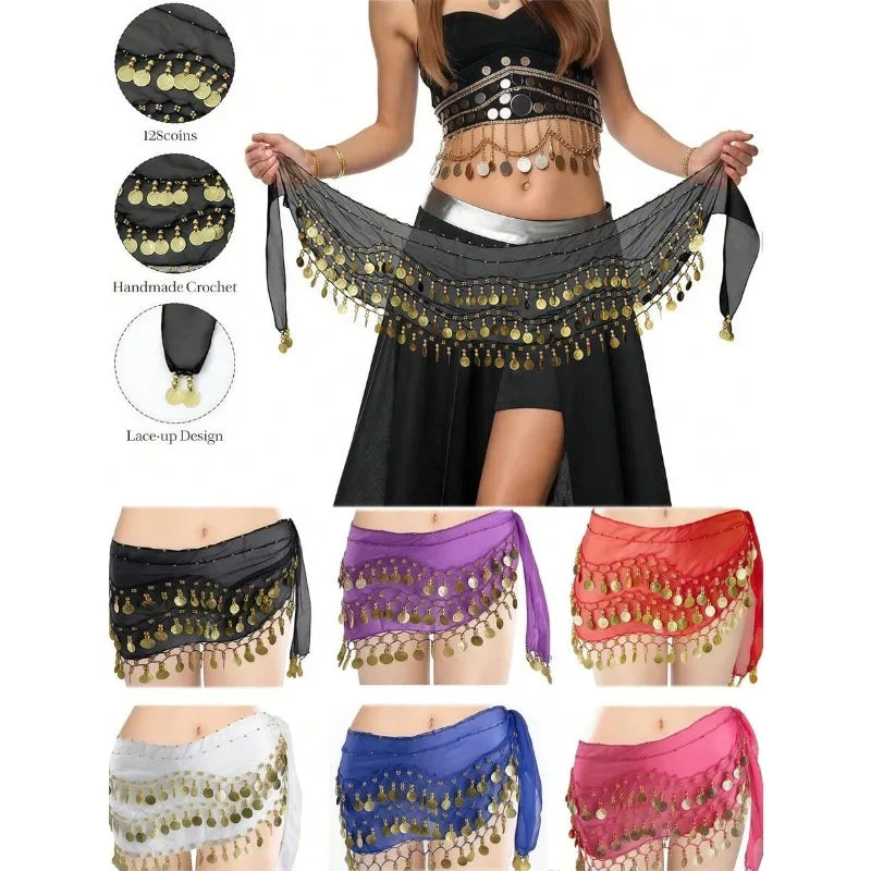 Coin Chiffon Belly Dance Hip Scarf | Inspired by Zeynep Oktay