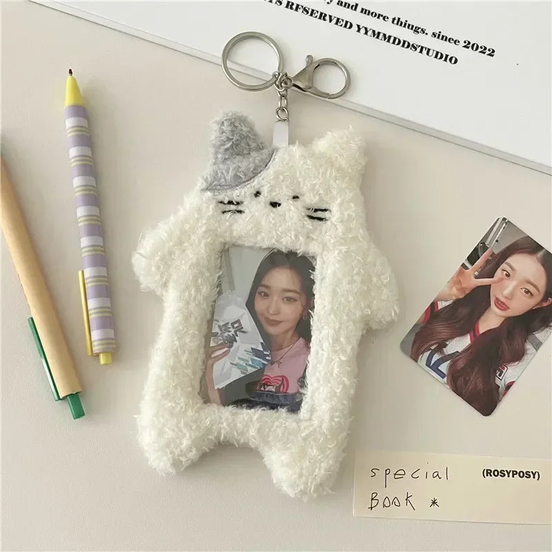 Kawaii Plush Photocard Holder Keychain
