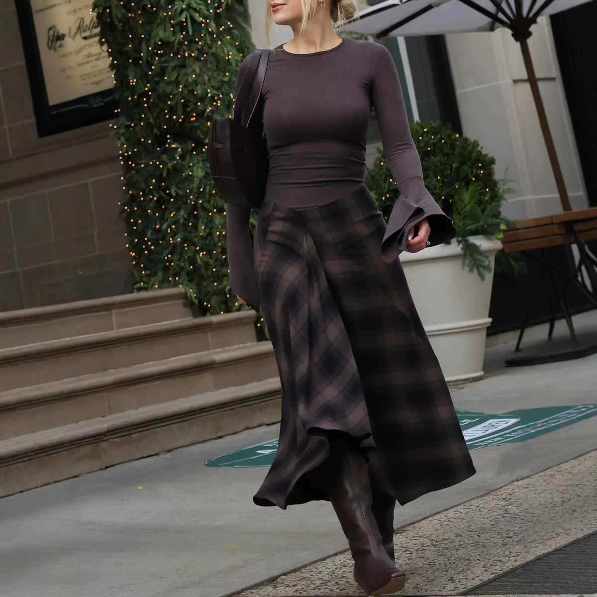 Plaid Asymmetrical Midi Skirt | Inspired by Hande Erçel