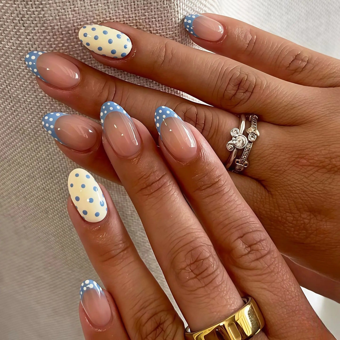 30Pcs Fake Nails Sweet Pink French Polka Dots Bows and Playful Cherries—Press-On Nails Perfect as Gifts for Girls and Friends
