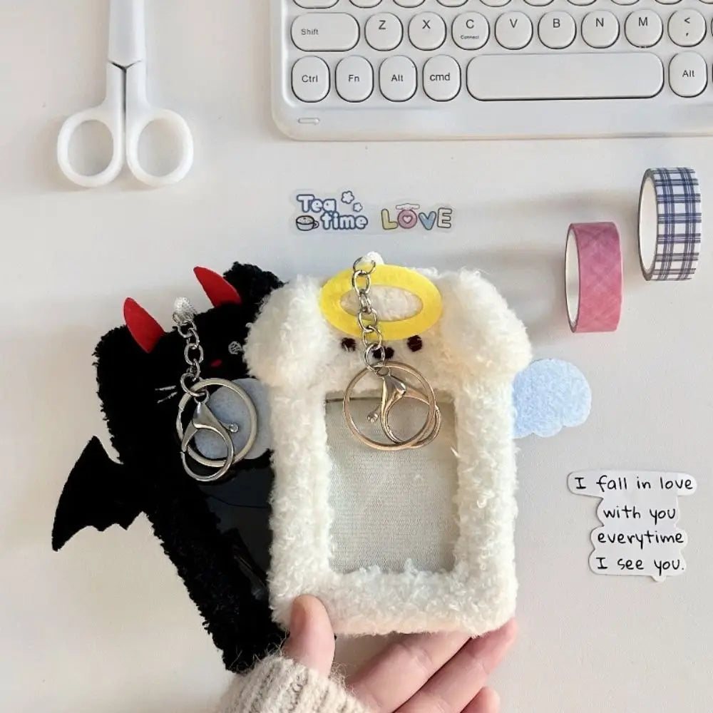 Cute Plush Photocard Case Demons&Angels Multifunctional Photo Card Holder Card Case Students