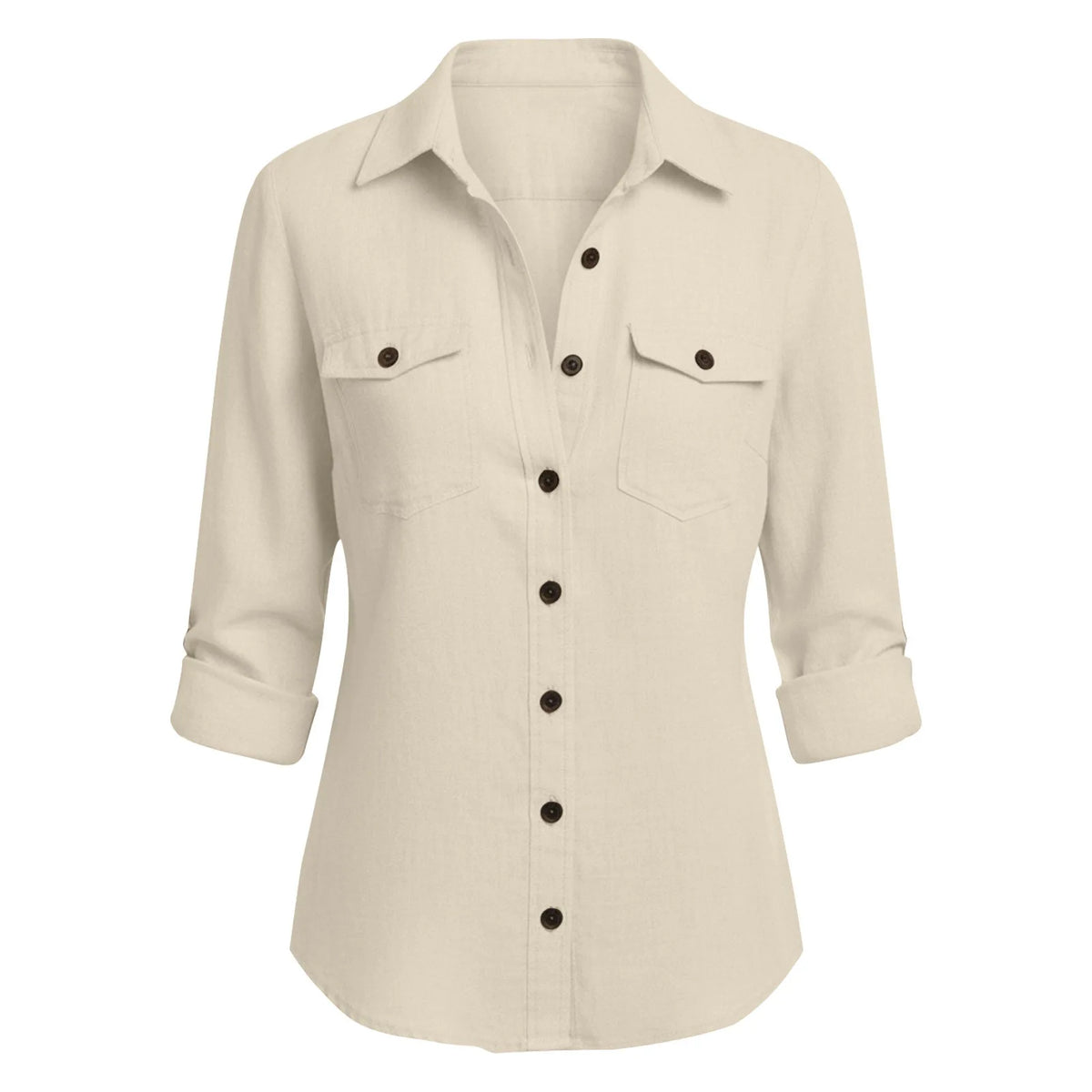Lightweight Linen Lapel Button-Up Long Sleeve Casual Shirt | Inspired by Beren Saat