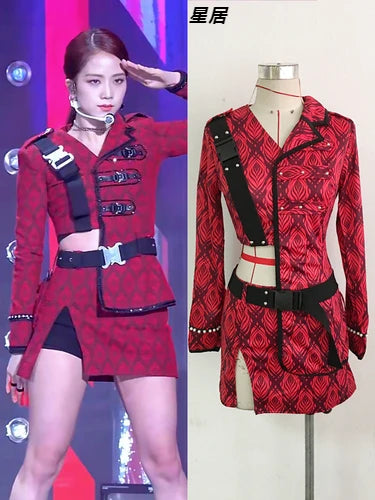 Kpop Women Group Costume Slim Vest Crop Top Sling Dress Short Skirt Sexy Jazz Dance Performance Clothes Y2k Concert Stage Outfit
