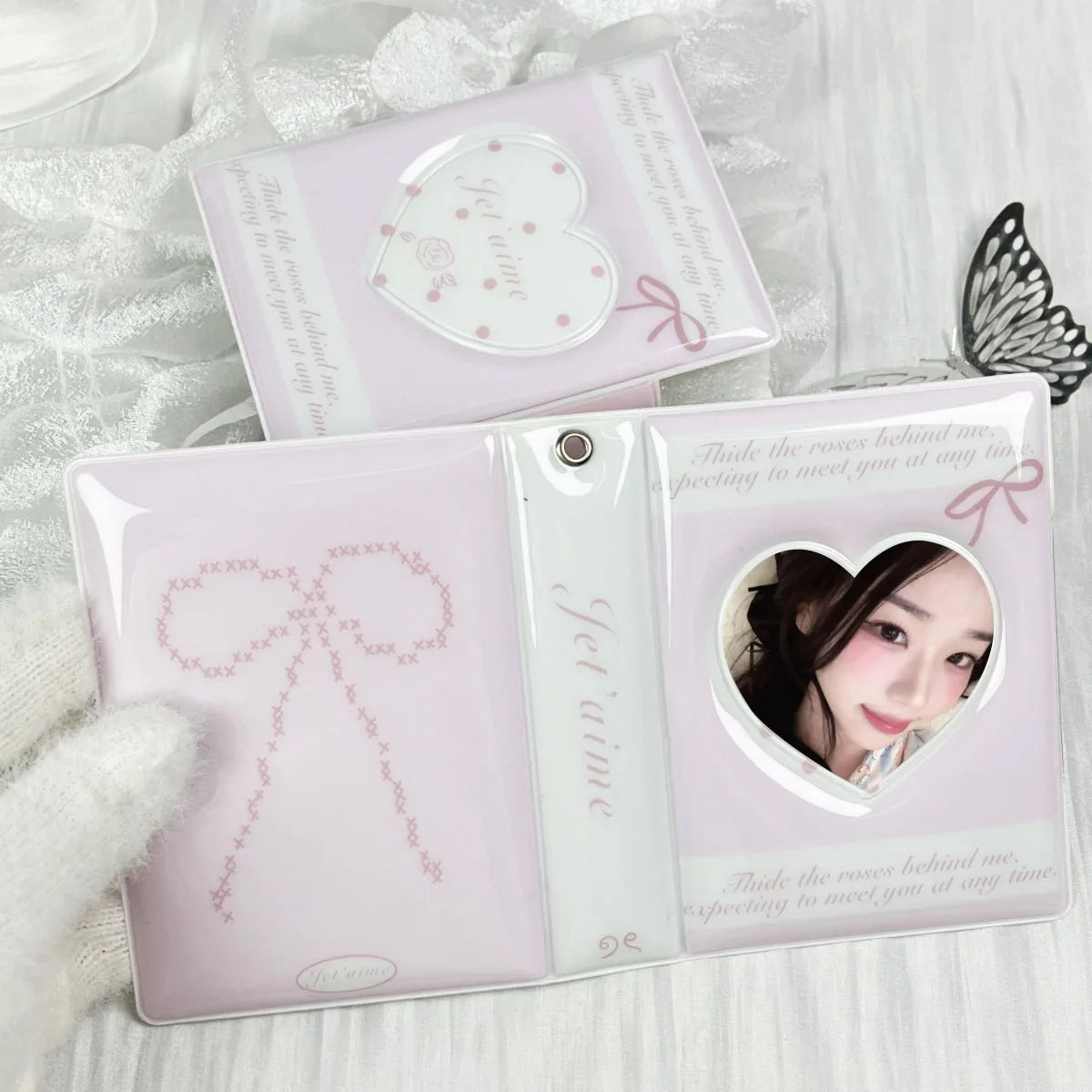 Rose Butterfly Photo Small Card Bag Mini Album 3-3.5 Celebrity Album Cardbook Suitable for Celebrity Anime Small Card Storage