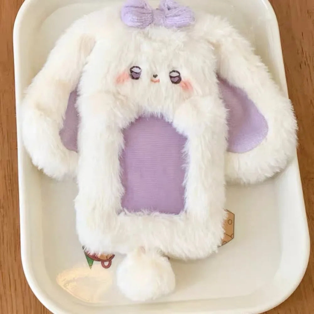 Cartoon Multifunctional Photocard Case Plush Big Eared Rabbit/Border Collie Card Case Rabbit/Dog/Cat Photo Card Holder Students