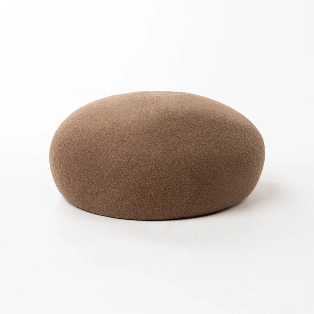 New Britain Elegant 100% Wool Felt Blocked Berets for Women Kids Bread Pumpkin Fedoras Ladies Autumn Winter Simple Painter Hat
