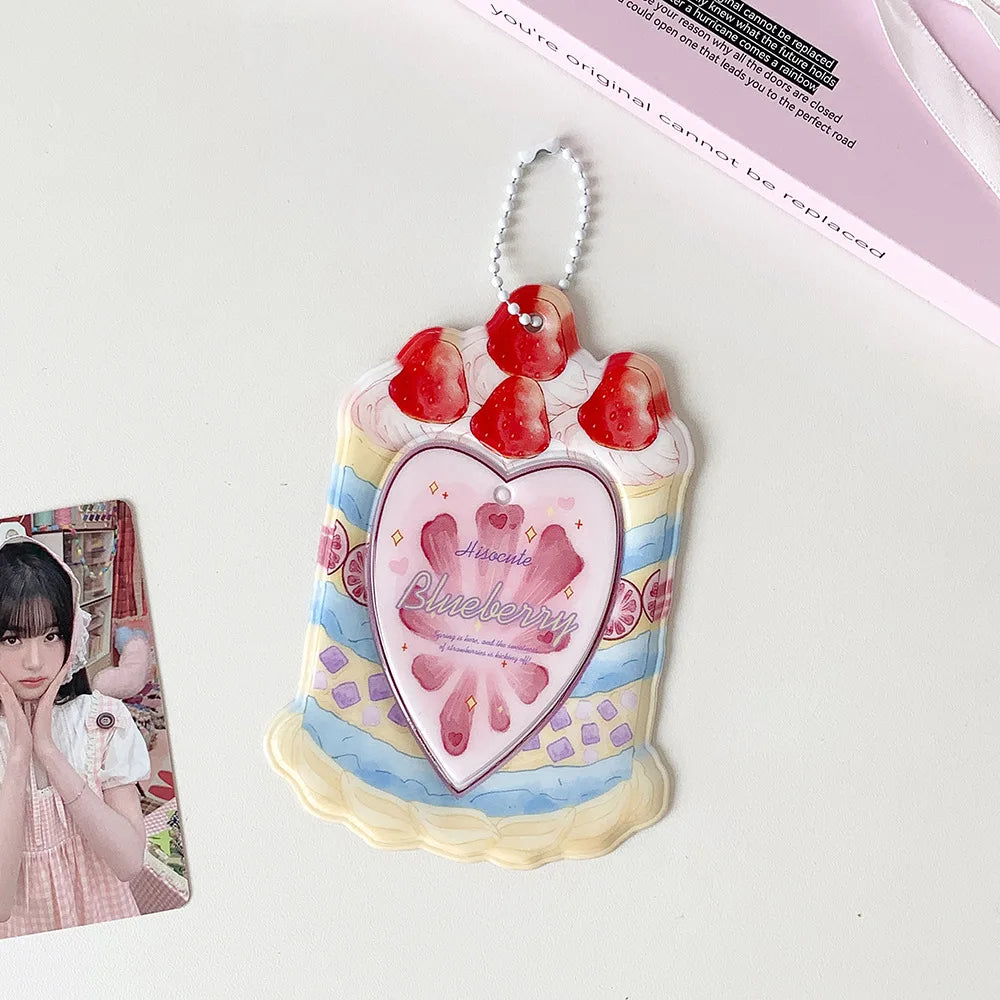 Kawaii Summer Fruit Strawberry 3 inch Kpop Photocard Holder idol Photo Card Holder Bag Pendant