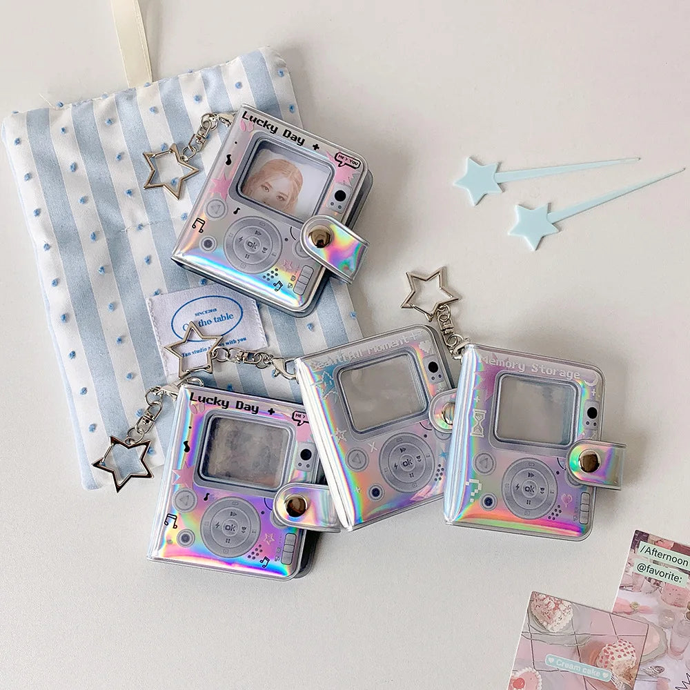 INS Fashion Sparkling 2-inch Photo Album Mini Cute Girl Idol Photo Storage Pendant Stars Card Book Keychain Photo Frame Student