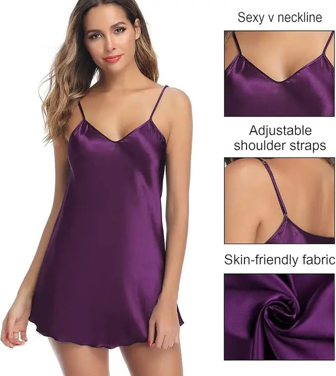Women's Solid Nightgown Simple and Comfortable Silky Smooth Skin Friendly Available in Various Colors for a Good Night S Sleep