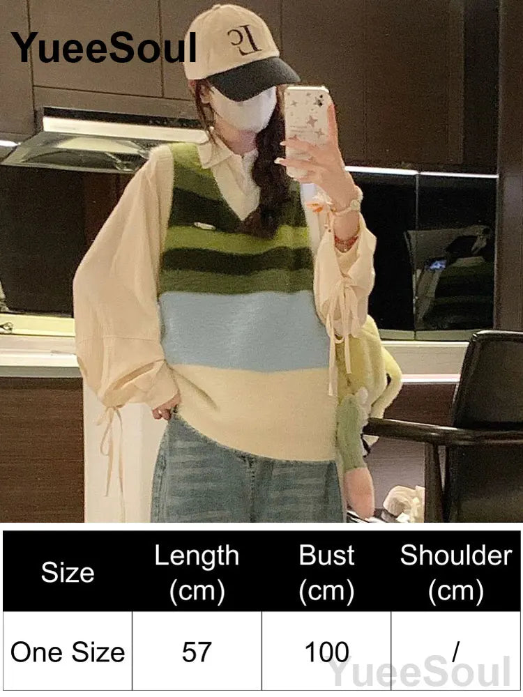 Blue Argyle Women's Vest Plaid Sleeveless Pullover Loose Knitted Sweater Vest 2026 New Autumn Y2K Casual Oversized Waistcoat