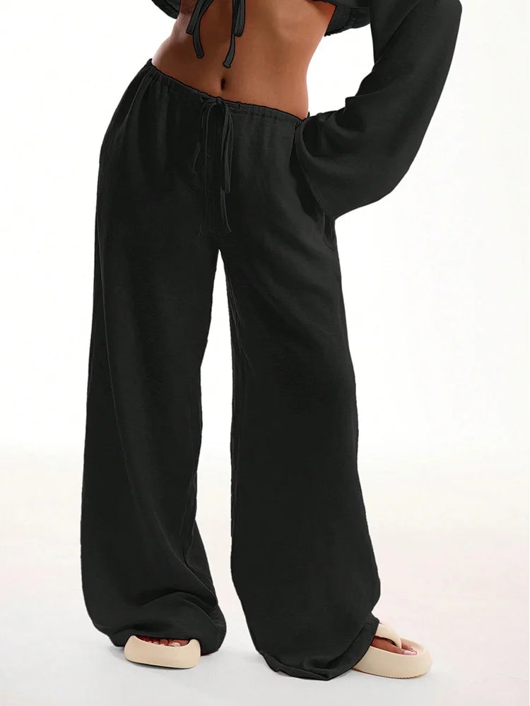 Wide-Leg Drawstring High Waist Trousers | Inspired by Hande Erçel