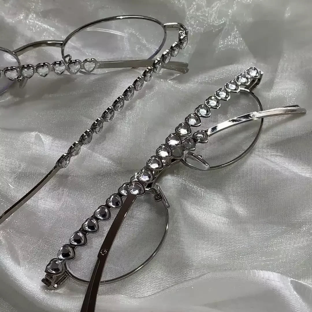 Vintage Round Black Shades Bling Diamond Glasses Luxury Design Eyewear Women Rhinestone Sunglasses Stylish Oval Sun Glasses