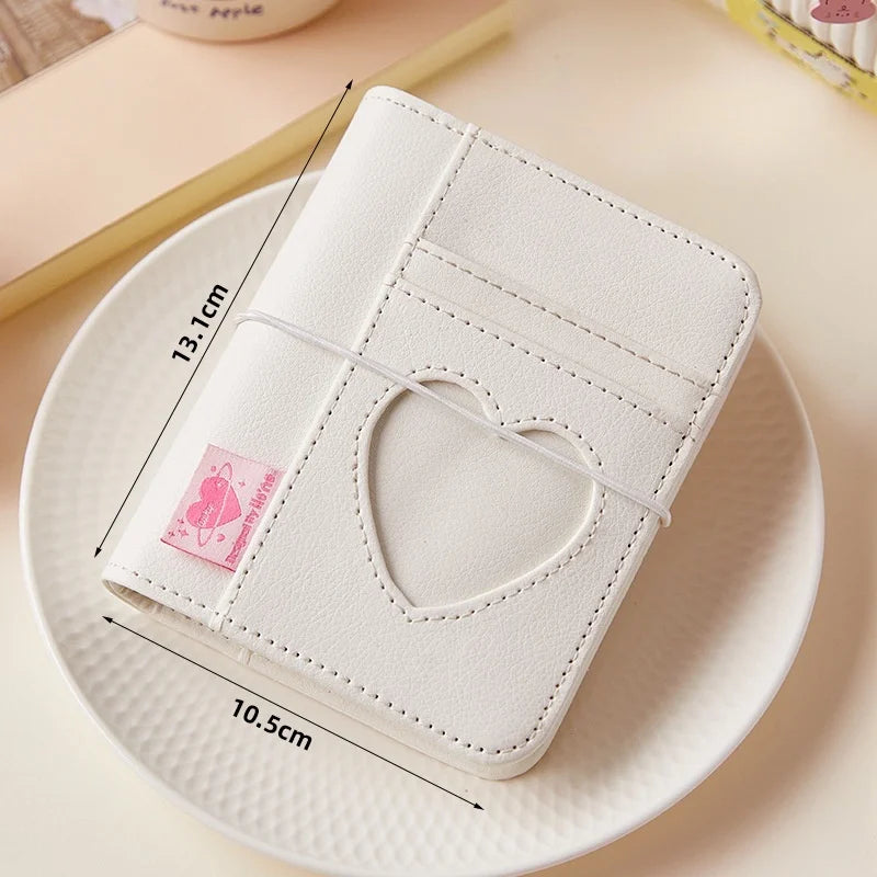 M5 Korean Pink Heart Ring Binder Detachable Portable Travel Journal for KPOP Idol Cute Small Album with Strap Diary Scrapbook