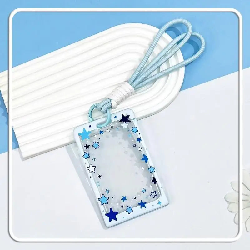 Star Sliding Cover Card Holder Transparent Portable ID Protector Kpop Photocard Case Student School Card Bus Card Holder
