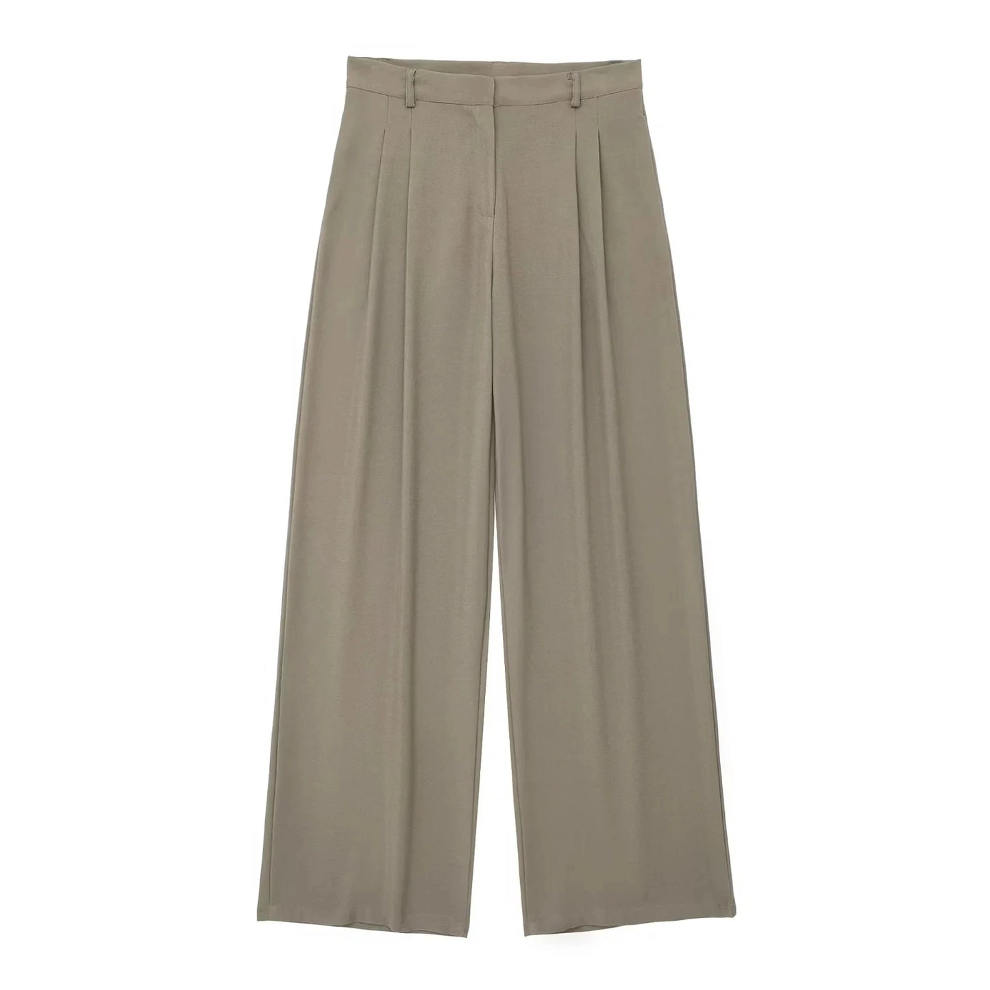 HH 2024 Female Elegant 2 Piece Solid Set High Waist Straight Trousers+Sleeveless Halter Vest Tops Chic Commuting Suit