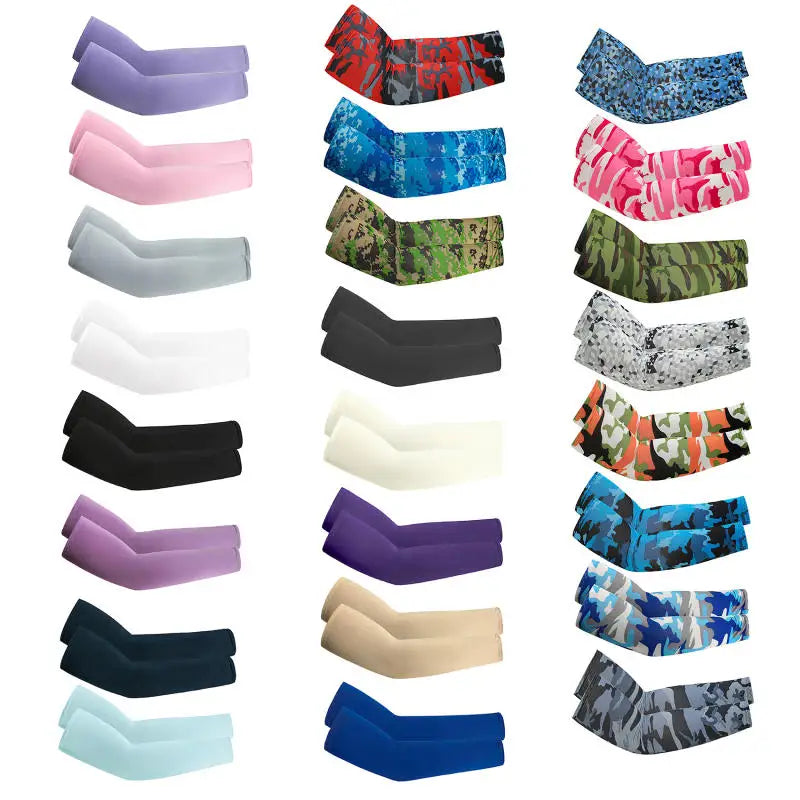 1Pair Arm Sleeves Summer Sun UV Protection Ice Cool Cycling Running Fishing Climbing Driving Arm Cover Warmers For Men Women