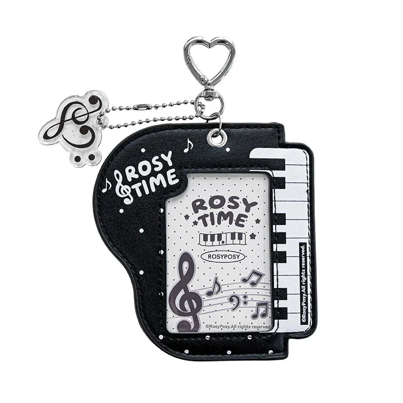 Musical Photocard Holder PU Leather Photo Card Sleeves Photo Album Backpack Charms Kpop Card Binder Cover Photo Card Keyring