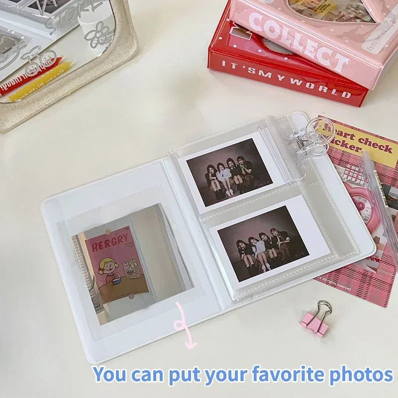 64 Pockets 3 Inch Mini Photo Album Hollow Out Film Photo Albums Photocard Name Card Storage Collect Album  фотоальбом