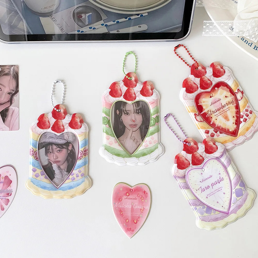 Kawaii Summer Fruit Strawberry 3 inch Kpop Photocard Holder idol Photo Card Holder Bag Pendant