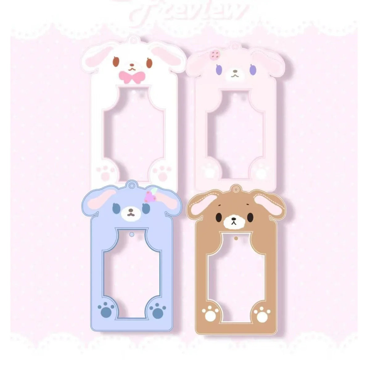 Cartoon Rabbit Photocard Holder Keychain Photo Card Holders 2.9x3.9 Inch ID Badge Holder Bus Card Credit ID Bank Card Holder