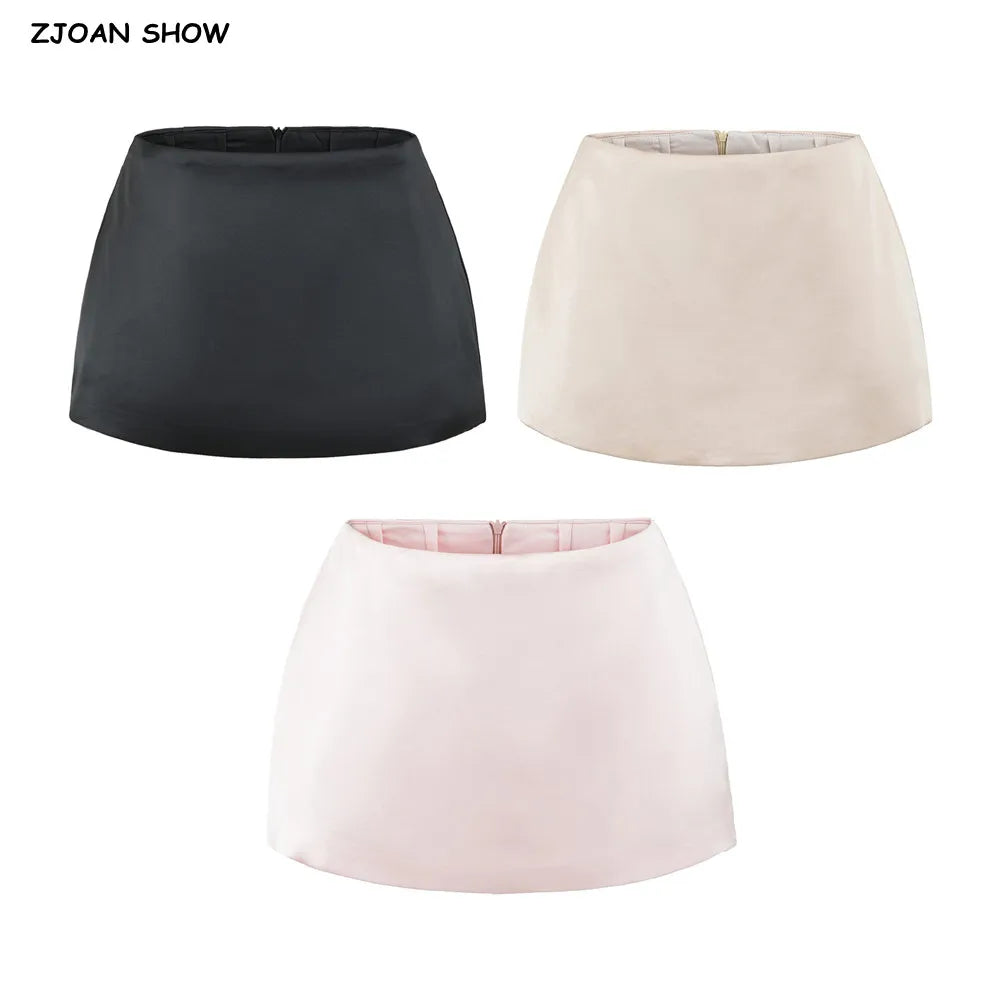7 colors Y2K Polka Dot Print Satin Low Waist Mini Skirt With shorts lining Sexy A-line Package Hips Short Skater Party Bottom