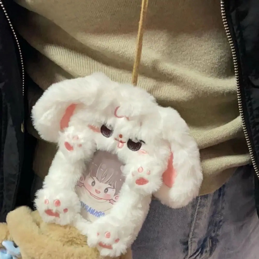 Cartoon Multifunctional Photocard Case Plush Big Eared Rabbit/Border Collie Card Case Rabbit/Dog/Cat Photo Card Holder Students