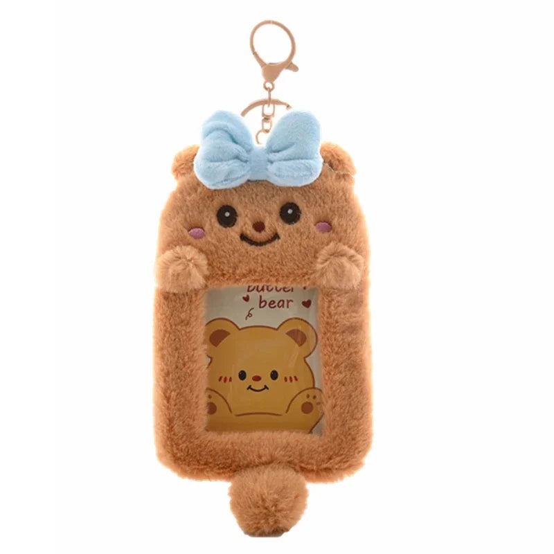 3 Inch Kpop Binder Plush Photocards Holder Keychains Hamster Cat Bear Panda Instax Mini Photo Album for Photographs Korea Idol