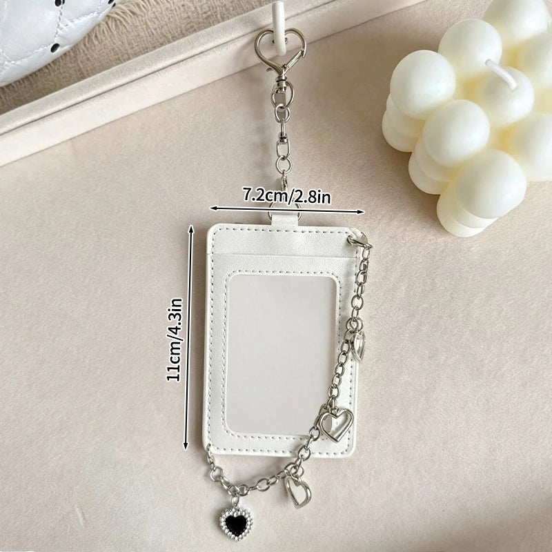 Kpop Photocard Holder PU Leather Photo Card Holder Idol Photocards Cover ID Card Sleeves Bag Charms Keychain Photo Album