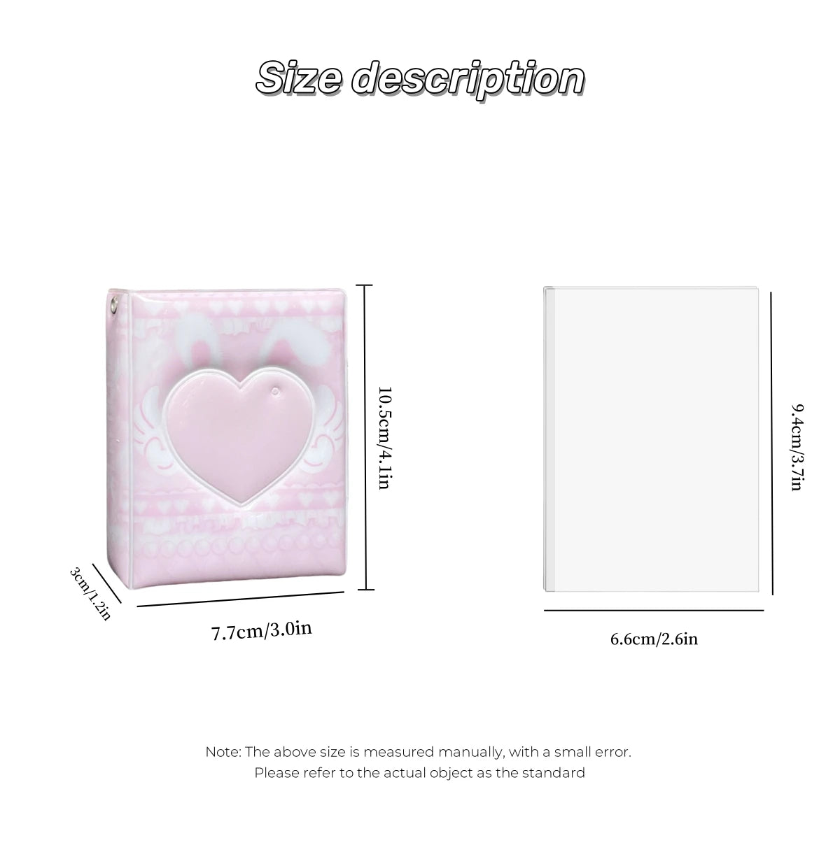 Cute Pink Angel Bunny Photo Album, Kpop Korean Entertainment Photo Card Holder, Suitable for 3-3.5inch Photo Card, Large Capacity, Star Chasing Idol Photo Card Storage and Protection Holder