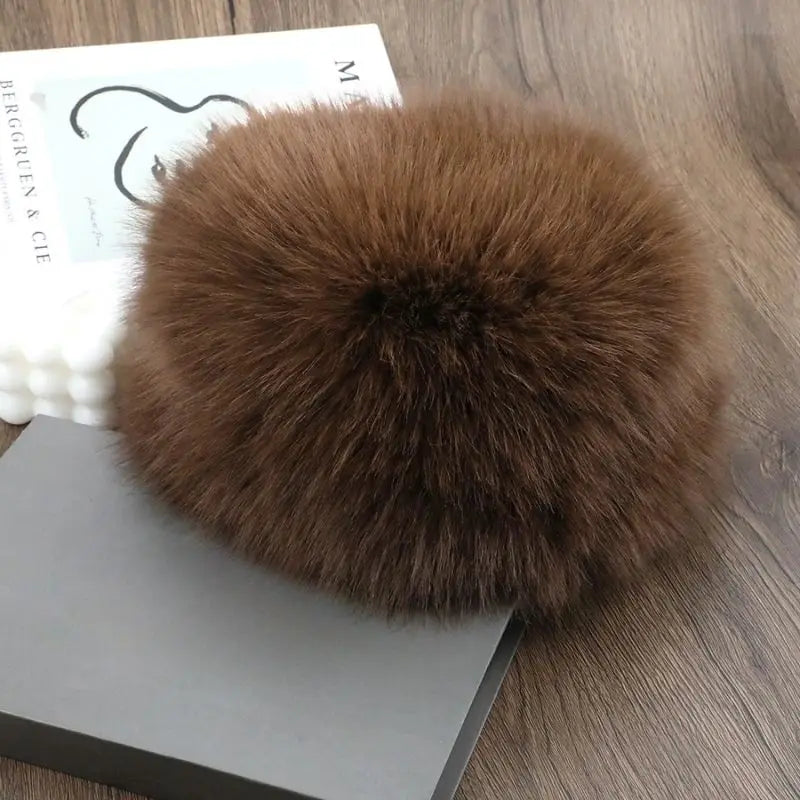 New Fluffy Fur Women's Winter Hat Winter Snow Ski Cap Female Faux Fur Thick Warm Windproof Hat Russian Hat Mink Fisherman's Hat