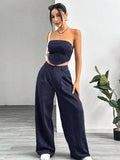 Striped Tube Top & Wide-Leg Pants 2-Piece Set | Inspired by Hande Erçel