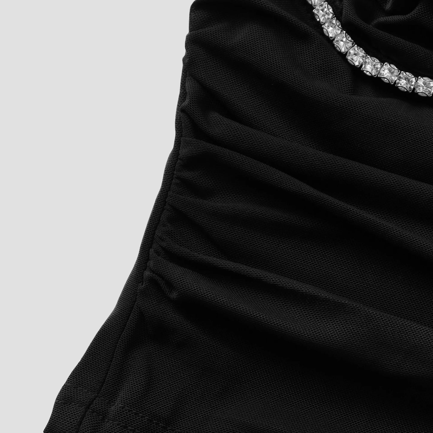 European and American style sparkling diamond fashionable design pleated steel ring slim mesh tank top