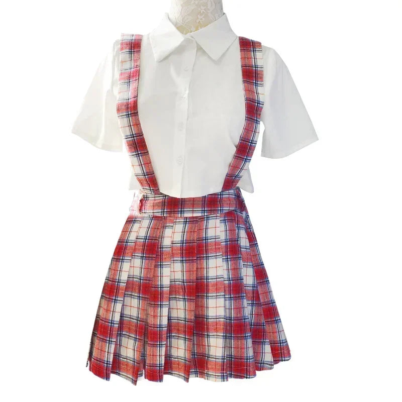 Kpop Korean Girl Group Female Jazz Costumes White Plaid Shirts Crop Tops Short Skirts Stage Sexy Clothing Festival Rave Outfits