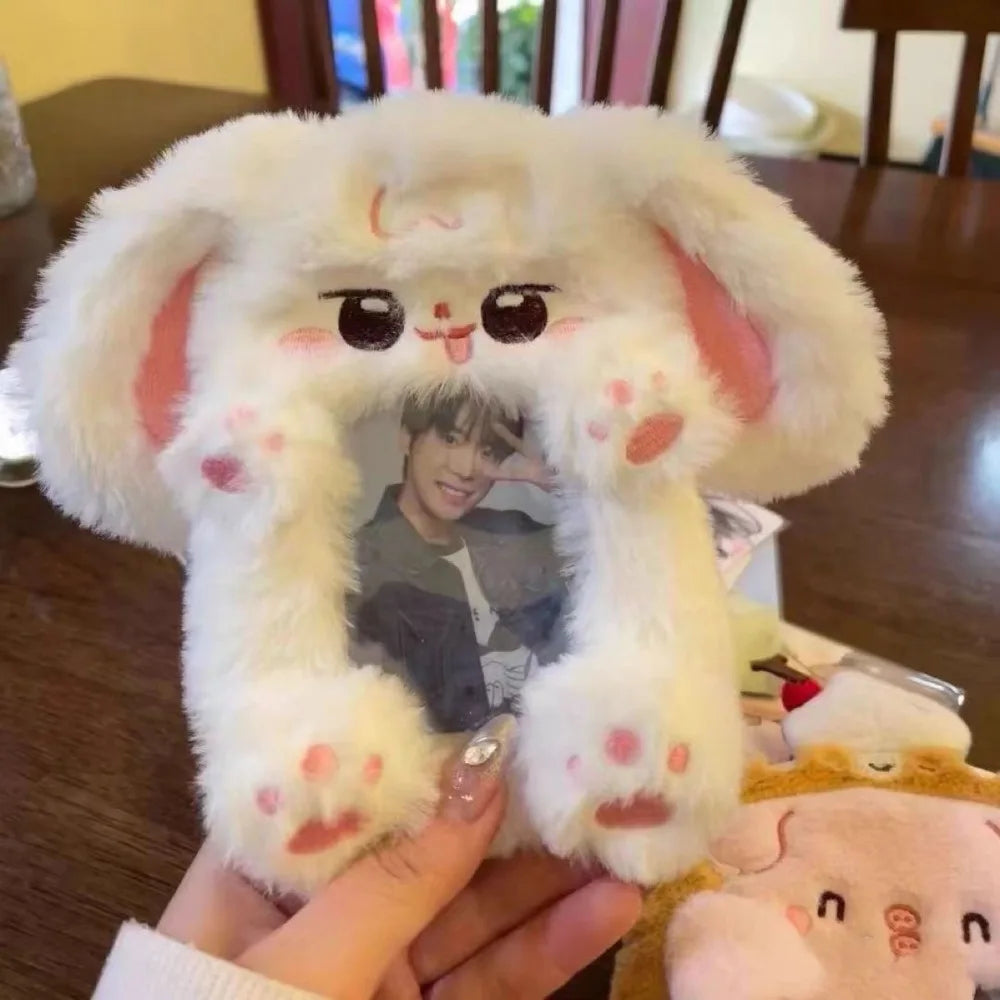 Cartoon Multifunctional Photocard Case Plush Big Eared Rabbit/Border Collie Card Case Rabbit/Dog/Cat Photo Card Holder Students